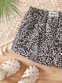 SHEIN شورت أنيق للطفلة للصيف بطبعة نمر مرن الخصر، استخدام عادي