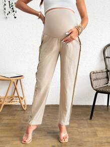 SHEIN Maternity Solid Color Casual Pants, Minimalist Daily Wear