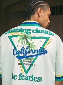 AXEPEAK Men's Digital Print Loose Woven Casual Short Sleeve Shirt, Streetwear Feels - Green - View 5