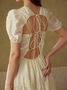 MOTF PREMIUM Vestido sin espalda con lazo - Albaricoque - Ver 2