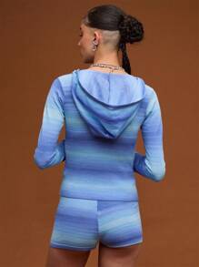 COUREZ 太空染色针织缩水连帽衫 / 女士夏季上衣 / 街头休闲 / Y2K 复古风 - 彩色 - 查看 5