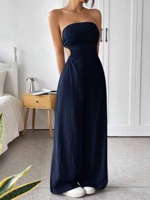 SHEIN EZwear 女士露肩露背长款连体裤，夏季