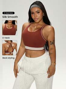 Easithlete Plus Size Women's Seamless Racerback Sports Bra