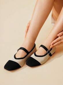 CUCCOO BASICS Women's Red Plaid Square Toe Flat Shoes, Comfortable - Apricot - View 10