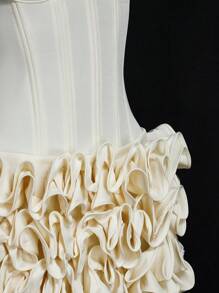 SHEIN ICON 女士两件套玫瑰装饰抹胸和超迷你裙，浪漫派对/节日装 - 白色 - 查看 7