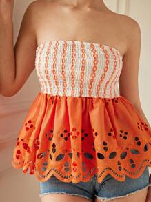 Aveloria 新品重工刺绣甜美少女风格拼接彩色腰部修身褶皱无袖短款上衣波西米亚风度假时尚风格春秋季