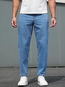 Manfinity Homme Jeans casual da uomo con tasche, a vita attillata, versatili