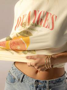 Aralina 女士夏季度假图案宽松T恤 - 黃色 - 查看 3