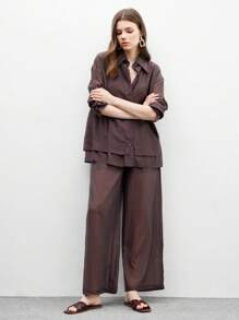 CUCCOO BIZCHIC Women's Comfortable Simple And Versatile Flat Sandals - Chocolate Brown - View 3