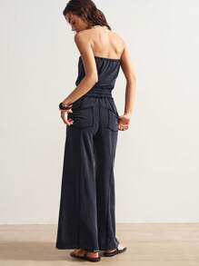 Bohemela 女式针织连体裤，带口袋和抽绳 - 黑色 - 查看 4