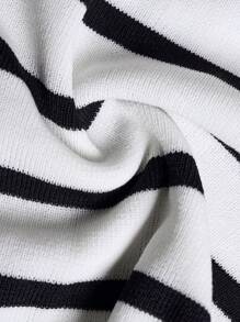 SHEIN Clasi 女士休闲针织条纹抹胸 - 白色 - 查看 7