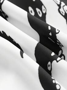 SHEIN Clasi Váy dây buộc bên hông in hình bạch tuộc tông màu tối thanh lịch, mùa hè - Đen và trắng - Xem 7