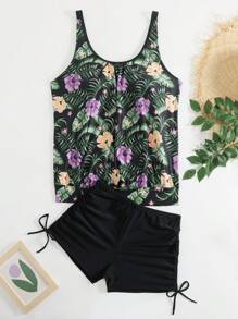 Swim Lushoire 2pcs/Set Women's Slimming Swimwear, Cover Up For Spa Holiday For Summer Beach Vacation - Multicolor - View 4