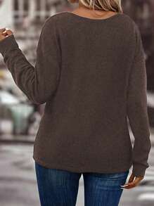 INAWLY Women Plus Size V-Neck Long Sleeve Loose Soft Knit Sweater For Autumn/Winter