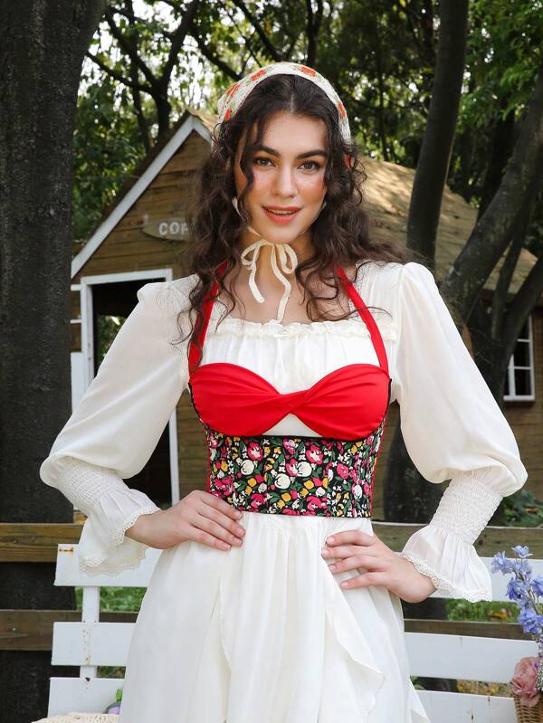 SHEIN 1pc Women's Floral Jacquard Wireless Sexy Bralette UnderwearOuter