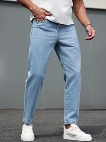 Manfinity Homme Jeans blu casual di moda da uomo, slim fit, stile da strada