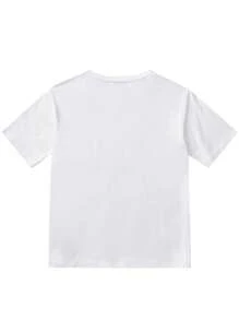 SHEIN 女式休闲常规白色圆领短袖字母印花 T 恤，夏季 - 彩色 - 查看 2