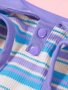 PETSIN 1 件薄荷绿弹力条纹休闲宠物猫/狗 Polo 衫，舒适时尚 - 彩色 - 查看 5