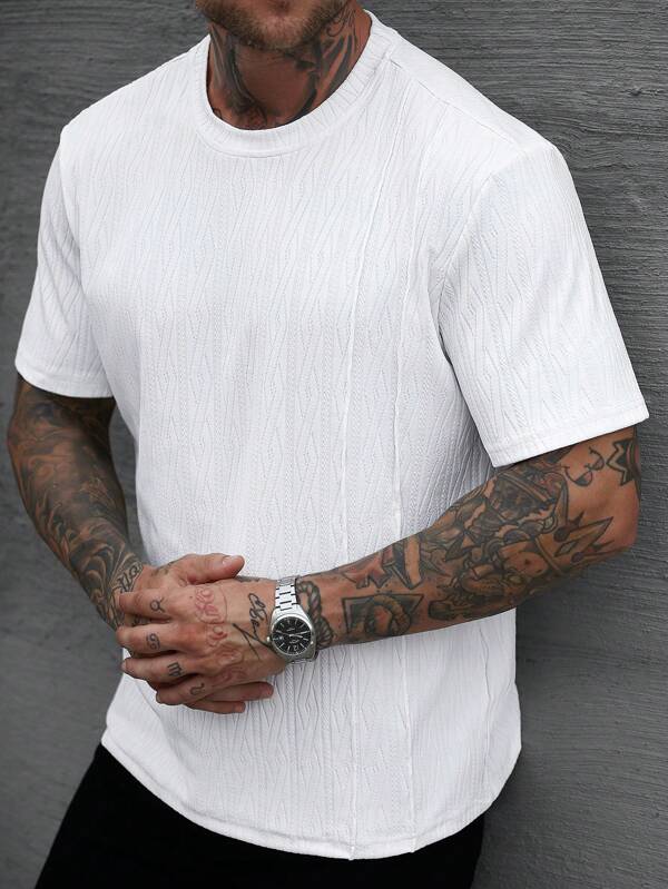Manfinity CasualCool Men's Summer Solid Color Round Neck Short Sleeve Casual All-Match T-Shirt