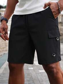 Manfinity CasualCool Men's Casual Loose-Waisted Drawstring Leggings With Detailed Decorative Design Are Suitable For Everyday Outdoor Hiking.Men's Casual Utility Pants With Drawstring Elastic Waist And Cuffs Men Clothing Men Shorts Cargo Shorts For Men Men Cargo Pants Shorts Cargo Shorts Men Shorts It Is Great For Couples And Makes An Excellent Gift Idea For Boyfriends Or Husbands. - Black - View 1