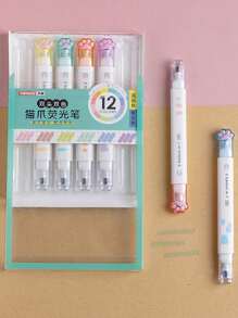 12 rotuladores fluorescentes con forma de garra de gato, set de 6 piezas con estilos aleatorios (Arabia Saudita) para volver al colegio