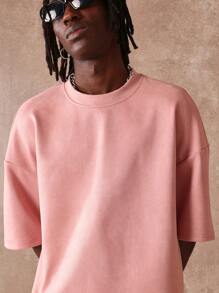Sumwon Original Streetwear Oversized T-Shirt With Embroidered Back Logo Summer Tee Urban Fashion Casual Top Daily Wear - Pink - View 6