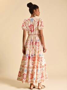 Travachic Gewebtes Muster-Maxikleid für Frauen - Pink - Übersicht 3