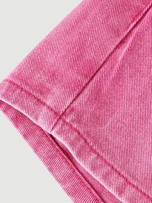 SHEIN Girlism Tween Girls Light Blue Washed Denim Asymmetrical Button Summer Vacation Y2K Style Skirt Shorts