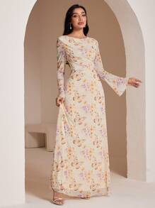 Veilorie 女式长袖蝴蝶印花连衣裙 - 彩色 - 查看 6