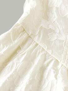 Girlism 少女杏色纹理露肩短裙，休闲春季约会连衣裙，毕业礼服，节日家庭户外春季野餐和日常穿着，适合婚礼等各种场合，优雅 - 杏色 - 查看 5