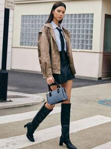 SHECARRY Women's Large Capacity Denim Effect Handbag For Daily Commute - Blue - View 5