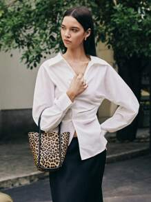 SHECARRY Fashionable Leopard Print Handbag, Work Tote, Leopard Print Cheetah Bag For Women Leopard Comeback - Multicolor - View 7