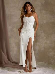 Roveilla Abito elegante con decorazione a bretelle per donne taglia curvy