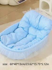PETSIN 1pc Blue Sweet Princess Style Macaron Dog Color Mesh Floral Lace Design Pet Bed, Suitable For All Seasons, Lightweight & Breathable For Summer, Comfortable Deep Sleep Pet Mat & Nest - Blue - View 2