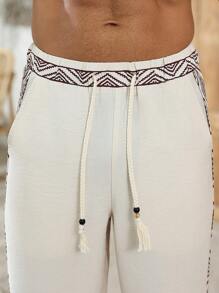 Manfinity RSRT 男士几何印花抽绳腰袋休闲百搭裤，秋季