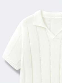 SHEIN Bolty Teen Boys' Casual Street Style Comfortable Textured Polo Shirt With Turndown Collar, Versatile For Commute, School, Daily, Vacation, Sports, Suitable For Spring/Summer