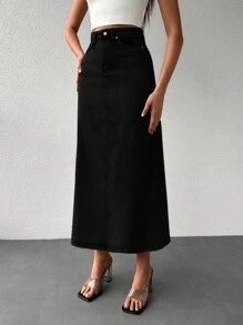 EURMUSE 素色牛仔A字半身裙