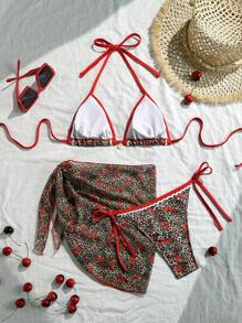 Swim Vcay Swimsuits For Woman Summer Beach 3pcs/Set Women's Random Printed Bikini Set - Multicolor - View 2