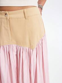 LYSMO Váy chữ A kẻ sọc bất đối xứng, viền bèo nhún, họa tiết hoa văn mới xuân hè 2025 dành cho nữ, phong cách trẻ trung, giản dị, hoàn hảo cho việc đi làm hàng ngày - Nhiều màu - Xem 9