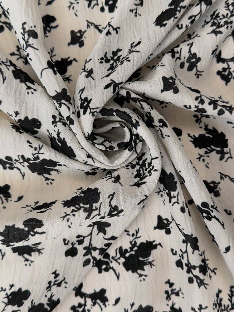 Women's Boho Floral Print Long Dress: Apricot Semi-Sheer Woven Fabric With Stand Collar, Half Sleeves, And Flared Hem