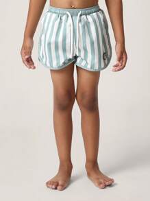 SUMWON Pantaloncini da spiaggia, piscina ed attività estive, a righe, con laccio regolabile in vita, costumi da bagno da vacanza e resort per bambini