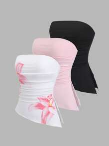 Sweetra Y2K Sexy Ruched Asymmetrical Hem Cropped Camisole Top - Multicolor - View 6