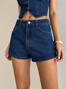 Aloruh Short en jean unicolore et simple pour femmes - Jean brut - Voir 5
