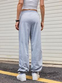 Streetz SHEIN Sport Pantaloni sportivi da donna con vita e polsini alle caviglie regolabili con coulisse, di colore unito, minimalisti e alla moda