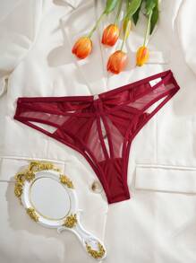 SHEIN Women Solid Color Hollow Out Front And Back Sexy Panties For Going Out