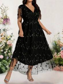 Bellastra Women's Wedding Reception Light Lace-Trimmed Cocktail Dress - Black - View 1