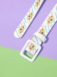SCOOBY-DOO X SHEIN 1条白色PU卡通狗印花个性腰带 - 白色 - 查看 2