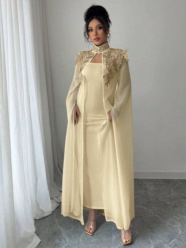 Selianne Set de 2 vestidos largos elegantes y gráciles, adecuados para el verano - Albaricoque - Añade 5