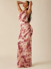 Hauture Sexy Summer Vacation Twist Front One Shoulder Open Back Cowl Maxi Dress, Bohemian Backless Dress - Multicolor - View 3