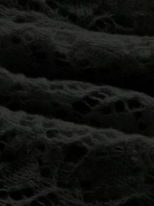 SHEIN MOD 杏色系带针织镂空喇叭袖开衫，度假开衫，波西米亚开衫，沙滩开衫，女士乡村风，春季开衫外套